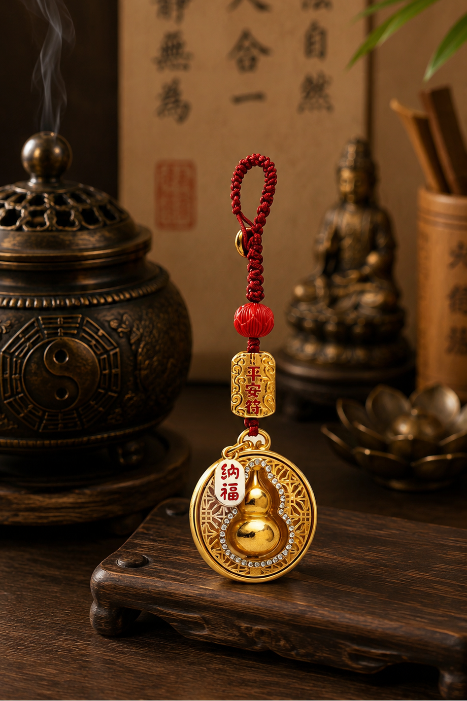 纳福金色钥匙挂（纳福开运）