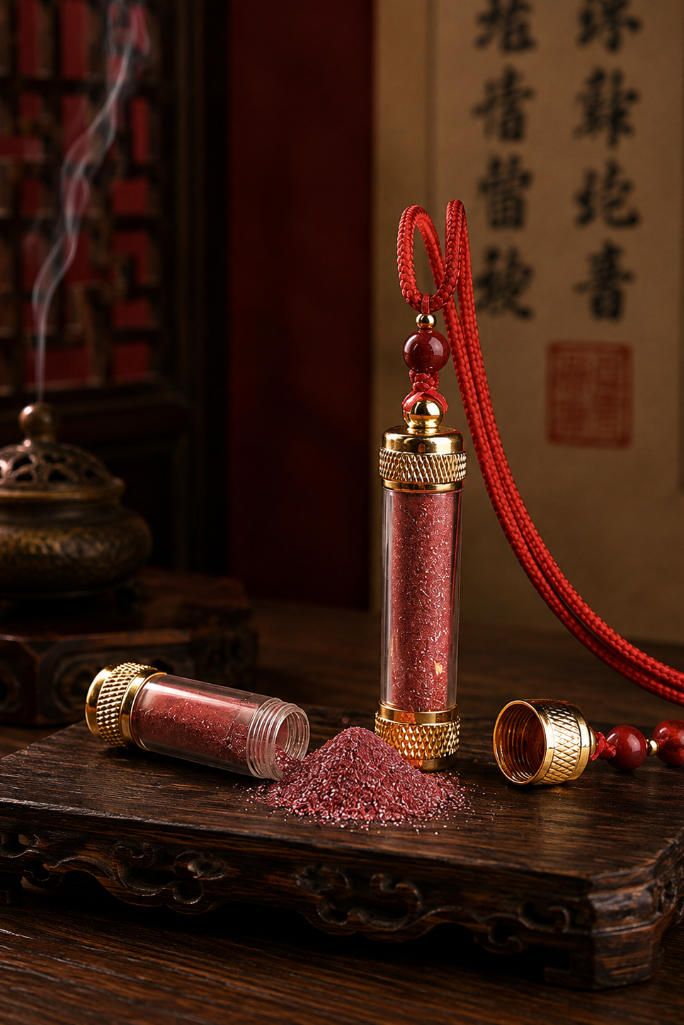 朱砂粉吊坠（护身纳福、平安守护）